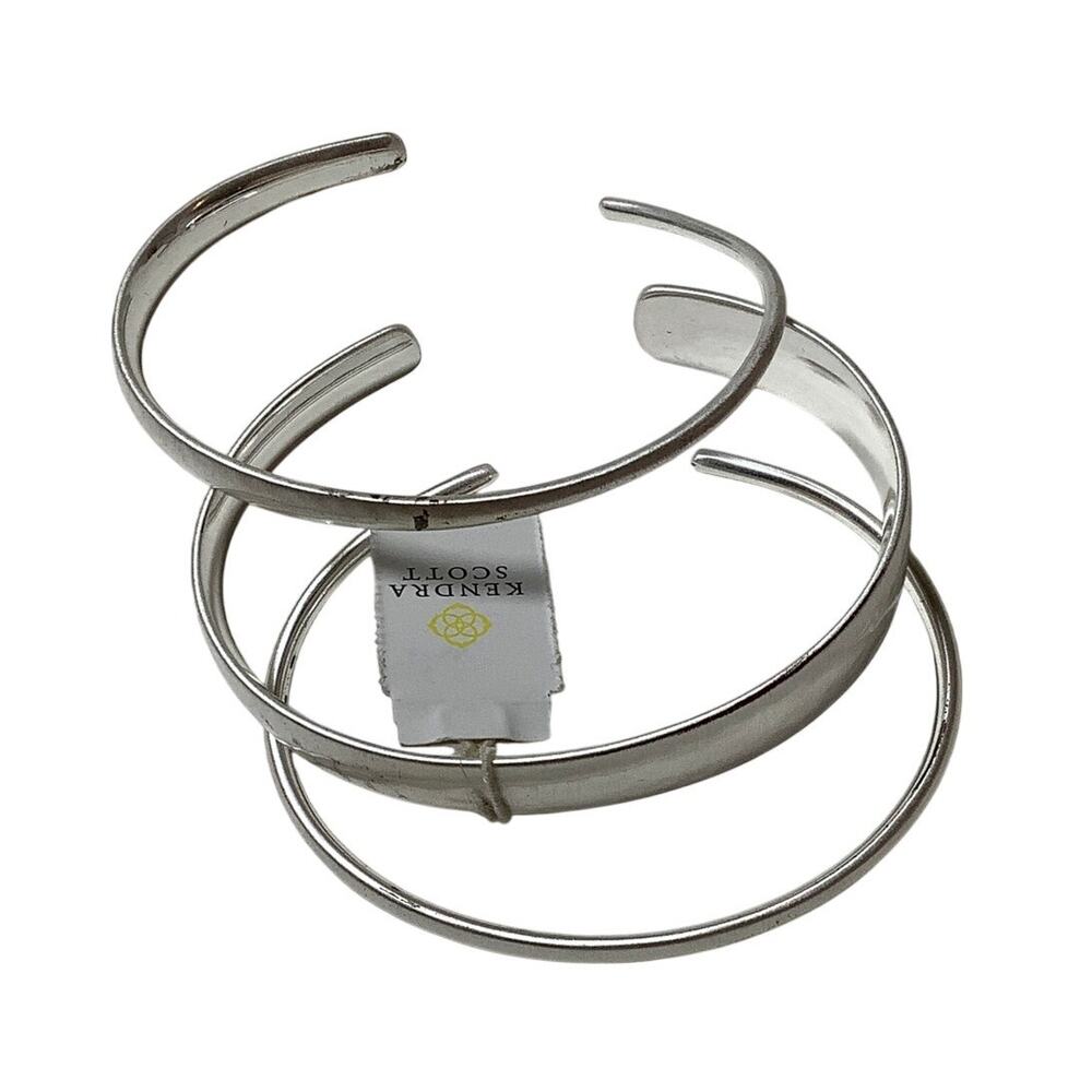 Kendra Scott Silver Tone Tiana Pinch Open Cuff Bracelet Set Minimalist F15-39